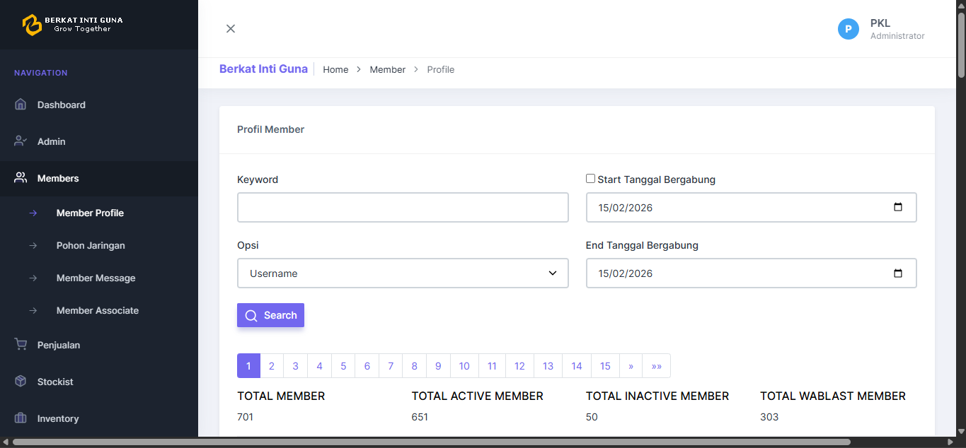 Internal Admin Dashboard using CodeIgniter 4